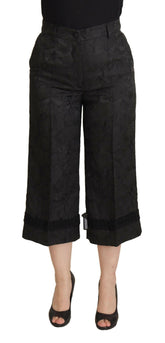 Dolce & Gabbana Black Brocade Cropped High Waist Pants -   -  Dolce & Gabbana.